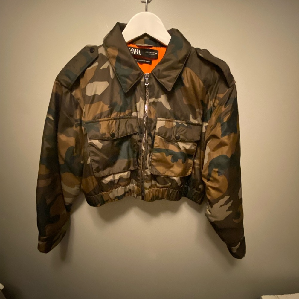 Zara camo print cropped jacket size S